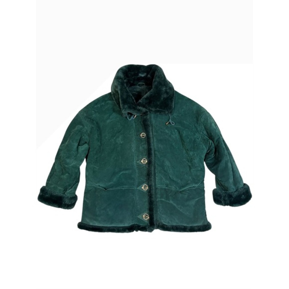 Adventure Bound Wilsons Genuine Leather‎ Suede Fur Trimmed Jacket Green Women